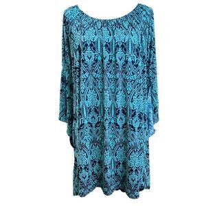 NAIF Boho Style Teal Navy Blue Dress Small